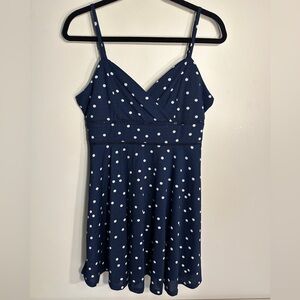 Navy Polka Dot Mini Dress